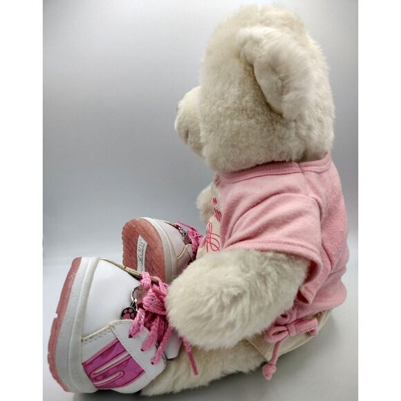 Build A Bear Princess White Teddy Pink Shirt Pink Skechers Shoes White Shorts Pl - Picture 10 of 15